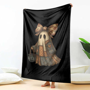 Halloween Vintage Denim Patchwork Spooky Ghost Coquette Throw Blanket TS11 Print Your Wear
