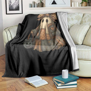 Halloween Vintage Denim Patchwork Spooky Ghost Coquette Throw Blanket TS11 Print Your Wear
