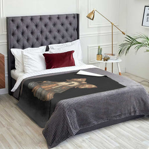 Halloween Vintage Denim Patchwork Spooky Ghost Coquette Throw Blanket TS11 Print Your Wear