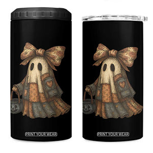 Halloween Vintage Denim Patchwork Spooky Ghost Coquette 4 in 1 Can Cooler Tumbler TS11 One Size: 16 oz Black Print Your Wear