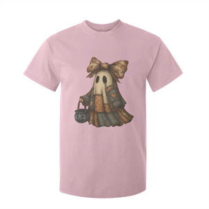 Halloween Vintage Denim Patchwork Spooky Ghost Coquette T Shirt For Kid TS11 Light Pink Print Your Wear