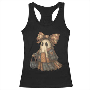 Halloween Vintage Denim Patchwork Spooky Ghost Coquette Racerback Tank Top TS11 Black Print Your Wear