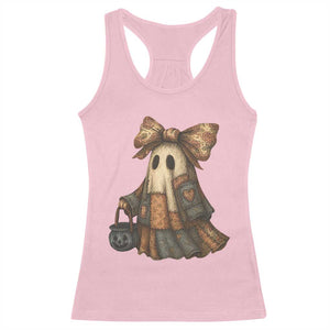 Halloween Vintage Denim Patchwork Spooky Ghost Coquette Racerback Tank Top TS11 Light Pink Print Your Wear