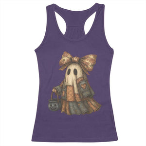 Halloween Vintage Denim Patchwork Spooky Ghost Coquette Racerback Tank Top TS11 Purple Print Your Wear