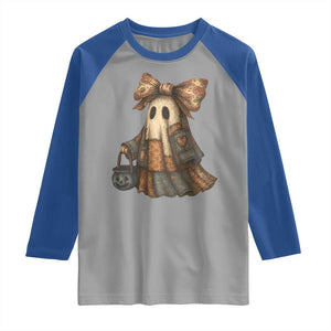 Halloween Vintage Denim Patchwork Spooky Ghost Coquette Raglan Shirt TS11 Sport Gray Royal Print Your Wear