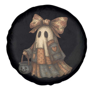 Halloween Vintage Denim Patchwork Spooky Ghost Coquette Spare Tire Cover TS11 Print Your Wear