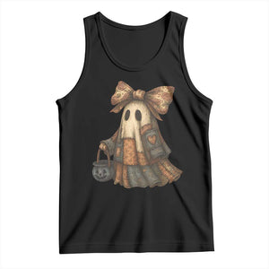 Halloween Vintage Denim Patchwork Spooky Ghost Coquette Tank Top TS11 Black Print Your Wear