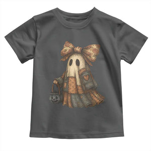 Halloween Vintage Denim Patchwork Spooky Ghost Coquette Toddler T Shirt TS11 Dark Heather Print Your Wear