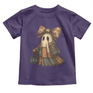 Halloween Vintage Denim Patchwork Spooky Ghost Coquette Toddler T Shirt TS11 Purple Print Your Wear
