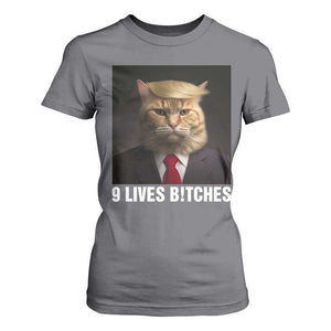 Funny Trump Supporter T Shirt For Women 9 Lives Bitches Cat Trump Blond Hair You Missed TS11 Charcoal Print Your Wear
