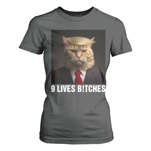 Funny Trump Supporter T Shirt For Women 9 Lives Bitches Cat Trump Blond Hair You Missed TS11 Dark Heather Print Your Wear