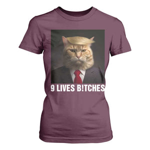 Funny Trump Supporter T Shirt For Women 9 Lives Bitches Cat Trump Blond Hair You Missed TS11 Maroon Print Your Wear
