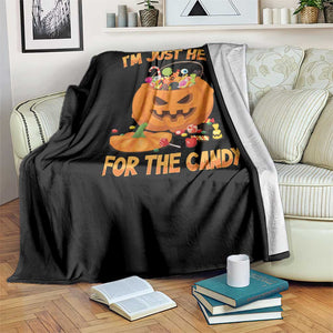 Funny Halloween Throw Blanket I'm Just here For The Candy Pumpkin Candy Trick Or Treat TS11 Print Your Wear
