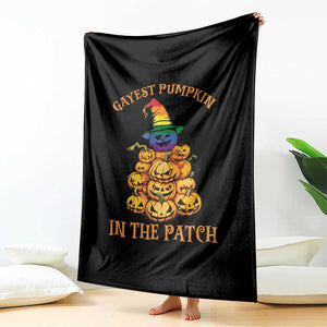 Funny Halloween LGBT Throw Blanket Gayest Pumpkin In The Patch Rainbow Flag TS11 Print Your Wear