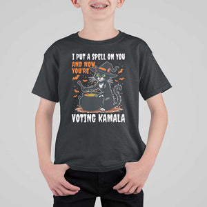 Funny Harris Halloween T Shirt For Kid I Put A Spell On You And Now You're Voting Kamala Black Cat Witch TS11 Black Print Your Wear