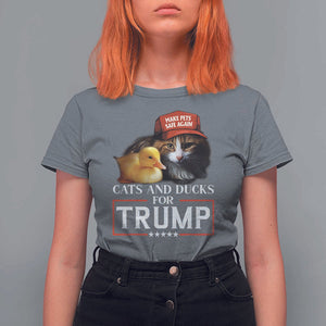 Trump Supporter T Shirt For Women Cats And Ducks For Trump Make Pets Safe Again TS11 Charcoal Print Your Wear