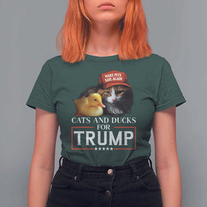 Trump Supporter T Shirt For Women Cats And Ducks For Trump Make Pets Safe Again TS11 Dark Forest Green Print Your Wear