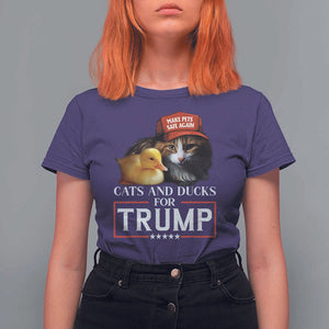 Trump Supporter T Shirt For Women Cats And Ducks For Trump Make Pets Safe Again TS11 Purple Print Your Wear