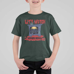 Funny Halloween T Shirt For Kid Let's Watch Horror Movies Televison Murderer Blood Skull TS11 Dark Forest Green Print Your Wear