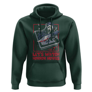 Funny Halloween Hoodie Let's Watch Horror Movies Ghost Broken Televison Knife TS11 Dark Forest Green Print Your Wear