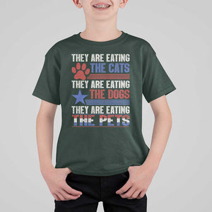 Funny Trump Supporter 2024 T Shirt For Kid They're Eating The Cats They're Eating The Dogs They're Eating The Pets Paw Star TS11 Dark Forest Green Print Your Wear