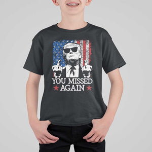 Funny Trump T Shirt For Kid You Missed Again 0 2 American Flag Stripes Star TS11 Black Print Your Wear