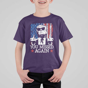 Funny Trump T Shirt For Kid You Missed Again 0 2 American Flag Stripes Star TS11 Purple Print Your Wear