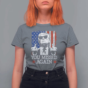 Funny Trump T Shirt For Women You Missed Again 0 2 American Flag Stripes Star TS11 Charcoal Print Your Wear