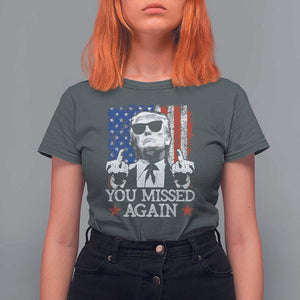 Funny Trump T Shirt For Women You Missed Again 0 2 American Flag Stripes Star TS11 Dark Heather Print Your Wear