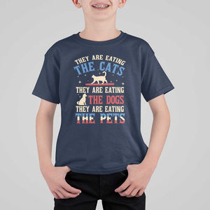 Funny Trump Supporter 2024 T Shirt For Kid They Are Eating The Cats They Are Eating The Dogs They Are Eating The Pets TS11 Navy Print Your Wear