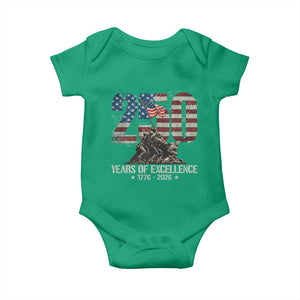 250 Years Of Excellence Baby Onesie 250th American Anniversary Independence Day TS11 Irish Green Print Your Wear