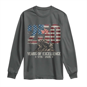 250 Years Of Excellence Long Sleeve Shirt 250th American Anniversary Independence Day TS11 Dark Heather Print Your Wear