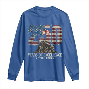 250 Years Of Excellence Long Sleeve Shirt 250th American Anniversary Independence Day TS11 Royal Blue Print Your Wear