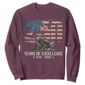 250 Years Of Excellence Sweatshirt 250th American Anniversary Independence Day TS11 Maroon Print Your Wear