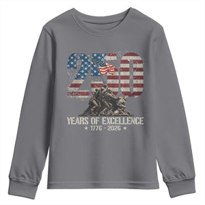 250 Years Of Excellence Youth Sweatshirt 250th American Anniversary Independence Day TS11 Charcoal Print Your Wear