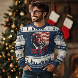 250 Years Trump Ugly Christmas Sweater 250th American Anniversary Independence Statue Of Liberty TS11 Navy Beige Print Your Wear