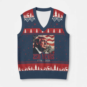 250 Years Trump V-Neck Knit Sweater Vest 250th American Anniversary Independence Statue Of Liberty TS11 Navy Red Print Your Wear