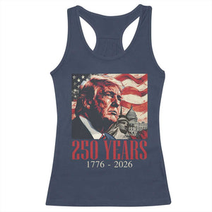 250 Years Trump Racerback Tank Top 250th American Anniversary Independence Statue Of Liberty TS11 Navy Print Your Wear