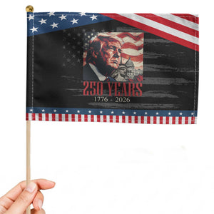 250 Years Trump Patriotic Handheld Flag 250th American Anniversary Independence Statue Of Liberty TS11 Distressed 8.2" × 5.5" Black Blue Print Your Wear