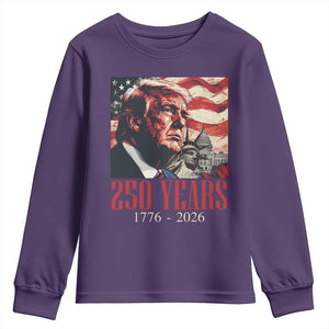 250 Years Trump Youth Sweatshirt 250th American Anniversary Independence Statue Of Liberty TS11 Purple Print Your Wear