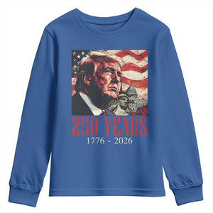 250 Years Trump Youth Sweatshirt 250th American Anniversary Independence Statue Of Liberty TS11 Royal Blue Print Your Wear