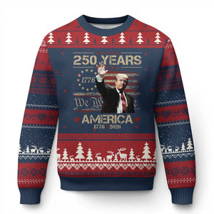 Trump America 250 Ugly Christmas Sweater 250 Years Of American Vintage Betsy Ross Flag TS11 Navy Red Print Your Wear