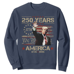 Trump America 250 Sweatshirt 250 Years Of American Vintage Betsy Ross Flag TS11 Navy Print Your Wear