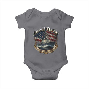 Navy Veteran Baby Onesie Home Of The Free Because Of The Brave American Flag TS11 Charcoal Print Your Wear