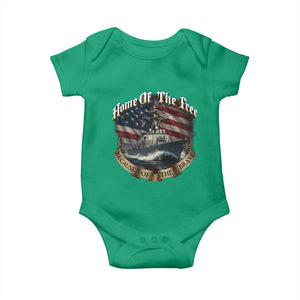 Navy Veteran Baby Onesie Home Of The Free Because Of The Brave American Flag TS11 Irish Green Print Your Wear