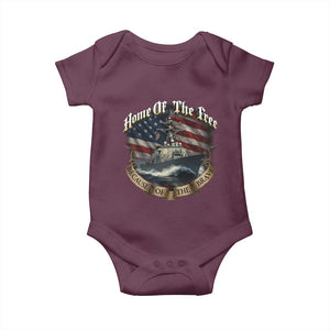 Navy Veteran Baby Onesie Home Of The Free Because Of The Brave American Flag TS11 Maroon Print Your Wear