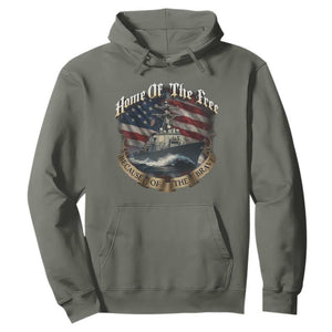 Navy Veteran Hoodie Home Of The Free Because Of The Brave American Flag TS11 Military Green Print Your Wear