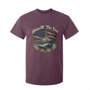 Navy Veteran T Shirt For Kid Home Of The Free Because Of The Brave American Flag TS11 Maroon Print Your Wear