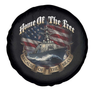 Navy Veteran Spare Tire Cover Home Of The Free Because Of The Brave American Flag TS11 Print Your Wear