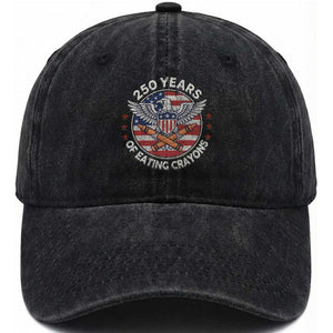 Marine Veteran 250 Years Of Eating Crayons Washed Cotton Baseball Cap American Flag TS11 Washed Cap Universal Fit Black Print Your Wear